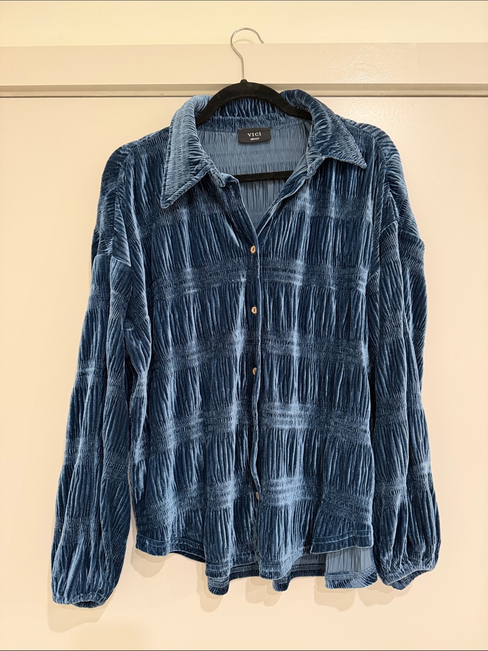 Vici Bette Textured velvet button down
